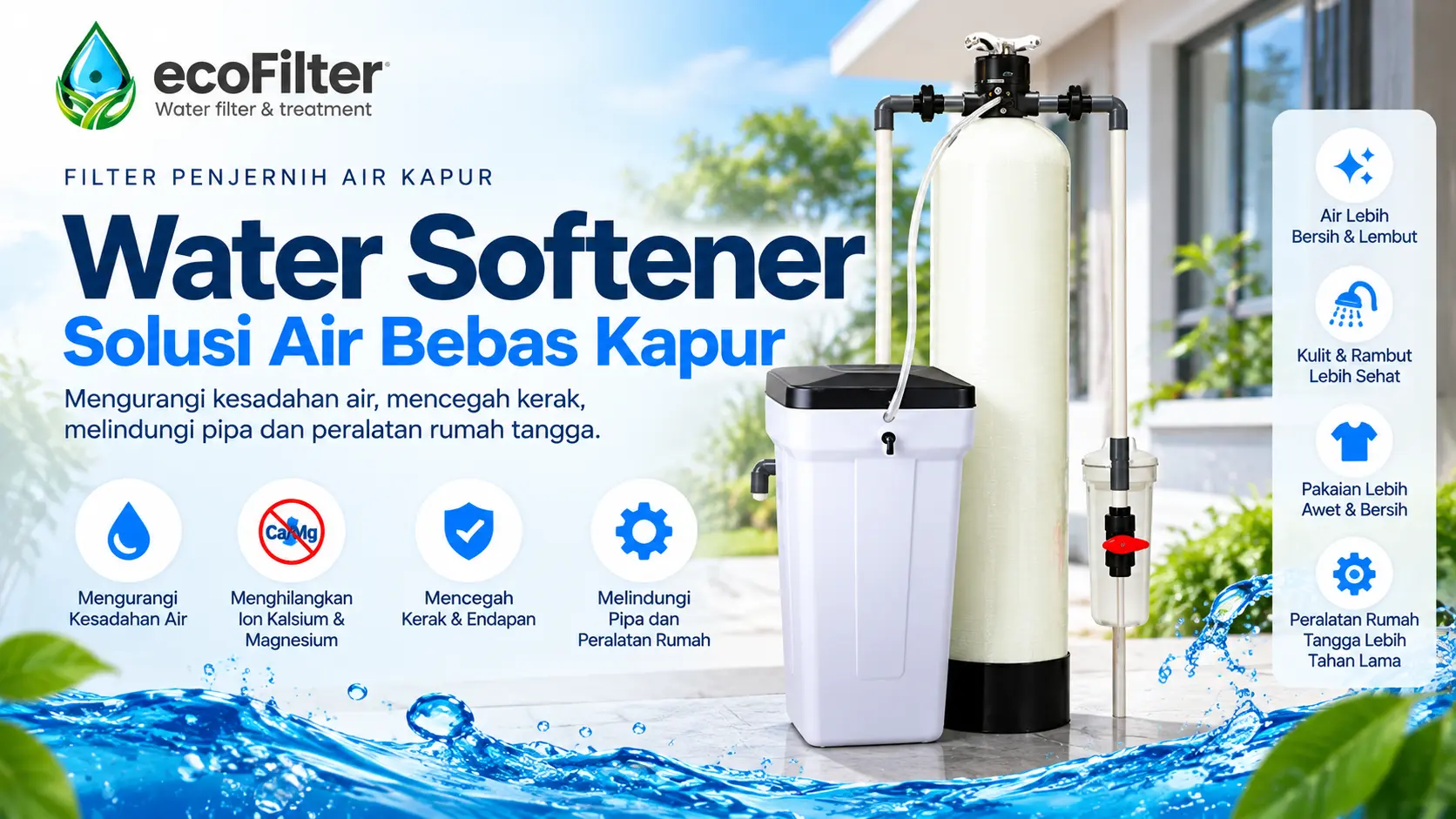 Sistem filter air berkapur dan water softener EcoFilter